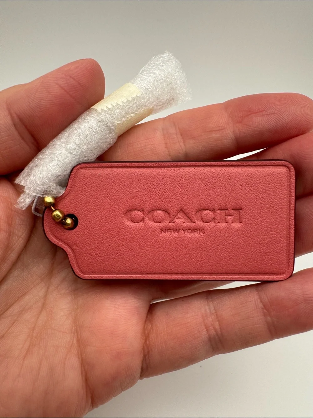 Coach CBA16 Taffy Pink Leather Hangtag Replacement Bag Charm Gold Chain NWT 2.5